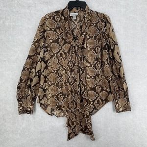 ALTUZARRA x Target Blouse‎ SMALL Snake Print Georgette Bow Blouse Top